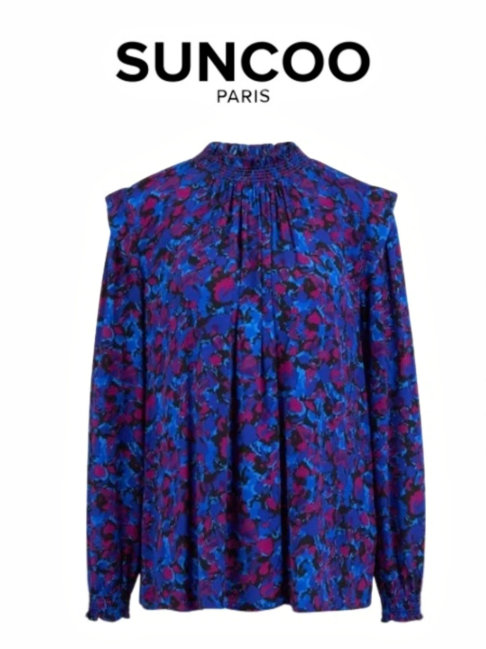Suncoo Floral Blouse in Blue & Pink